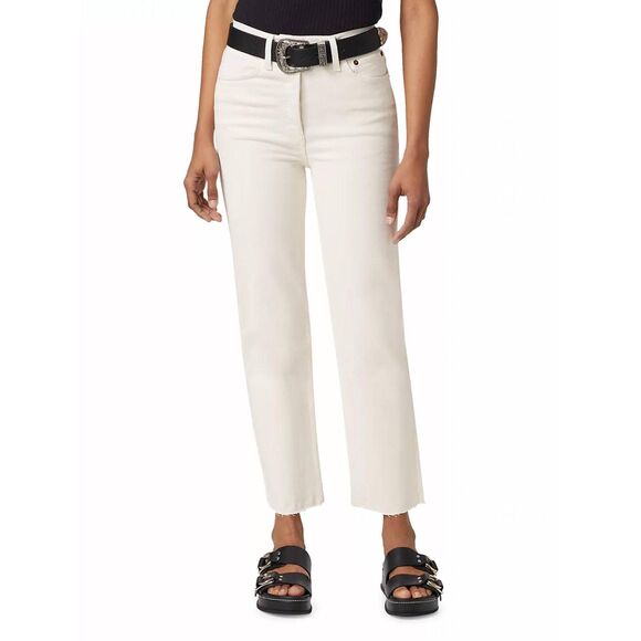 RE/DONE 70s Ultra High Rise Stove Pipe Jeans Raw Hem Jeans Vintage White Sz 28 - Picture 1 of 12